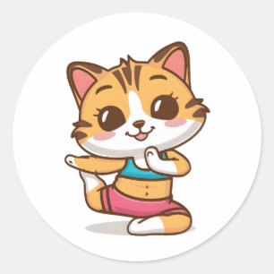 愛らしいヨガステッカーかわいい猫ヨガ ラウンドシール