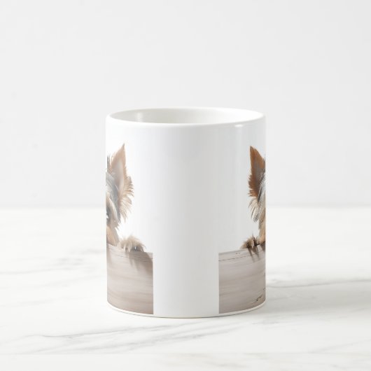 愛らしいヨークシャーのテリア写真マグ コーヒーマグカップ (中央)