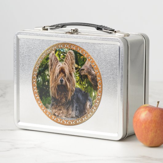愛らしいヨークシャーの茶色と黒のテリア メタルランチボックス (インサイチュ)