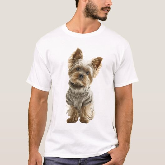 愛らしいヨークシャーテリアのセーターコーデ Tシャツ (正面)