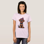 愛らしいヨークシャーテリアの子犬 Tシャツ (正面フル)