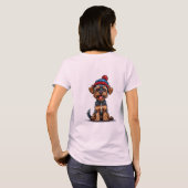 愛らしいヨークシャーテリアの子犬 Tシャツ (裏面フル)