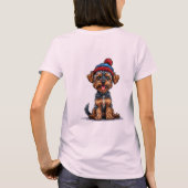 愛らしいヨークシャーテリアの子犬 Tシャツ (裏面)