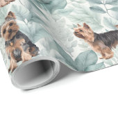 愛らしいヨークシャーテリアテリア植物学イラストレーション ラッピングペーパー (ロールコーナー)