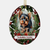 愛らしいヨークシャーテリア、パーソナライズされたクリスマス セラミックオーナメント (右)
