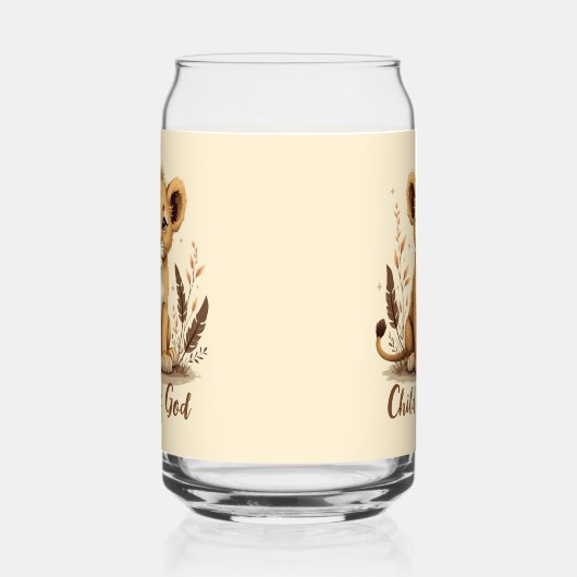 愛らしいライオンの子キリスト教アート信仰名言 ガラス缶 (右)