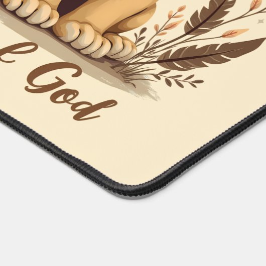 愛らしいライオンクブクリスチャンアートフェイズ引用文 デスクマット (コーナー)