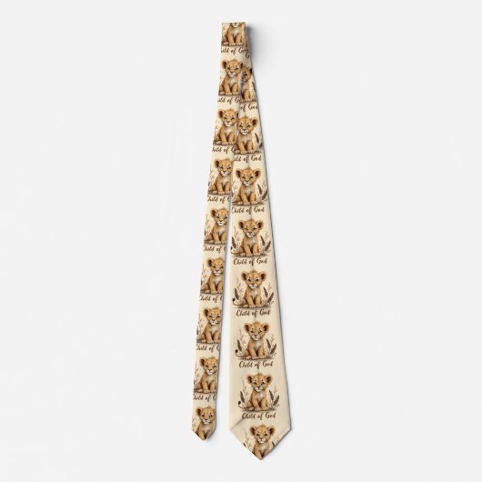 愛らしいライオンクブクリスチャンアートフェイズ引用文 ネクタイ (裏面)