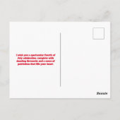 愛らしいライトブルーと赤の愛国的な格言 ポストカード (裏面)