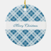 愛らしいライトブルーのクリスマス タルタン モノグラム セラミックオーナメント (裏面)