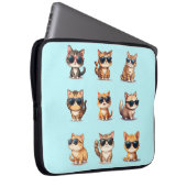 愛らしいライトブルーキャットテーマエレクトロニクスバッグ ラップトップスリーブ (正面右)
