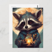 愛らしいラクーンと魔法のポーション ポストカード (正面/裏面)