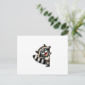 愛らしいラクーンのクリスマスピーク – かわいい休日Gif ポストカード (スタンド正面)