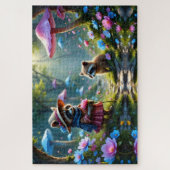 愛らしいラクーン全員がバラに身を包んだ ジグソーパズル (縦)