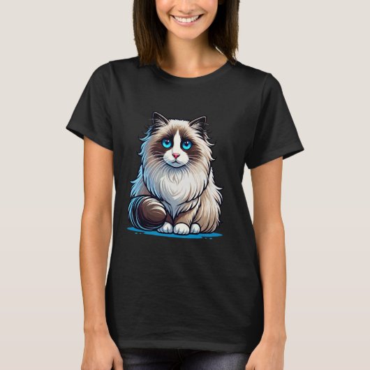 愛らしいラグドール猫デザイン Tシャツ (正面)