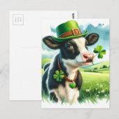 愛らしいラッキー・セント・パトリックの日の水の色の牛 ポストカード (正面/裏面)