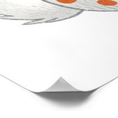 愛らしいラビットオレンジ&ホワイトよくはしゃぐバニーアート ポスター (角)