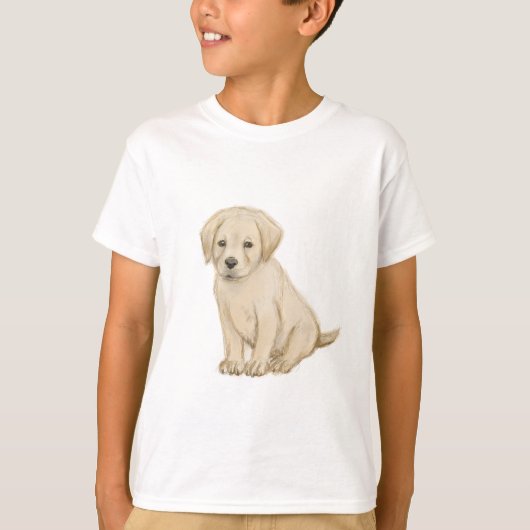 愛らしいラブラドールの子犬のスケッチ Tシャツ (正面)