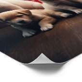 愛らしいラブラドールレトリエバーパピズクリスマスアート ポスター (角)