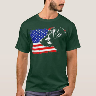 愛らしいラブラドール・レトリバー アメリカ国旗 愛国的な Tシャツ