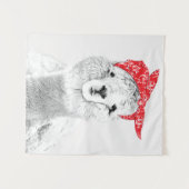 愛らしいラマが赤いバンダナを着て タペストリー (正面(横))