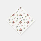 愛らしいリスと森の果実のパターン スタンダードカクテルナプキン (角)
