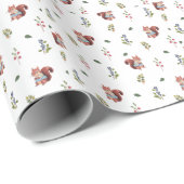 愛らしいリスと森の果実のパターン ラッピングペーパー (ロールコーナー)