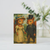 愛らしいリスのカップル ポストカード (スタンド正面)