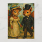 愛らしいリスのカップル ポストカード (正面)