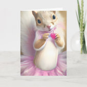 愛らしいリスのバレンタインピンクバレエツツハート シーズンカード (正面)