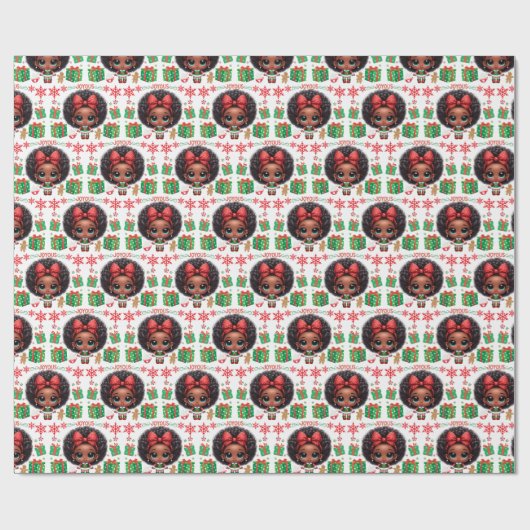 愛らしいリトルアフロクリスマス小妖精や小人ガール ラッピングペーパー (フラット)
