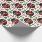 愛らしいリトルアフロクリスマス小妖精や小人ガール ラッピングペーパー (角)