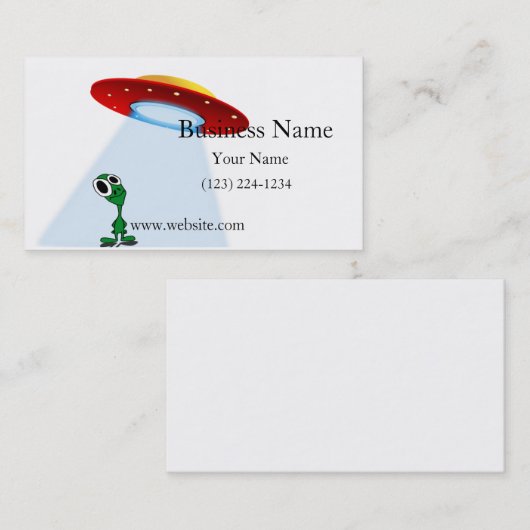 愛らしいリトルエイリアン&ソーサ飛んでいるー 名刺 (正面/裏面)