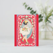 愛らしいリトルガールとブーケバレンタインヴィンテージ ポストカード (スタンド正面)