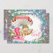 愛らしいリトルマーメイドベビーシャワー招待状 招待状 (正面/裏面)