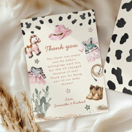 愛らしいリトル女性のカーボーイは途中の女の子の赤ちゃんシャワー サンキューカード