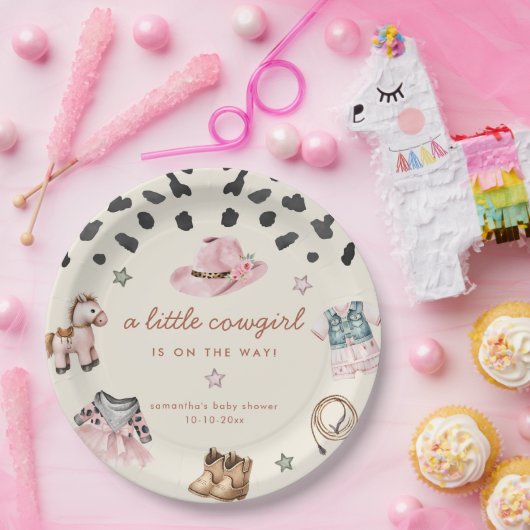 愛らしいリトル女性のカーボーイは途中の女の子の赤ちゃんシャワー ペーパープレート (パーティー)