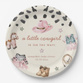 愛らしいリトル女性のカーボーイは途中の女の子の赤ちゃんシャワー ペーパープレート (正面)