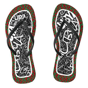 愛らしいリビア国旗の色の愛国心 ビーチサンダル