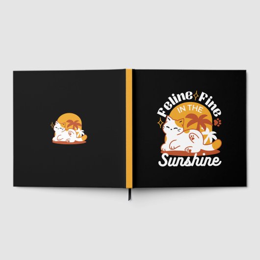 愛らしいリラックス猫のサンシャイン – Summer Pet ゲストブック (全面)