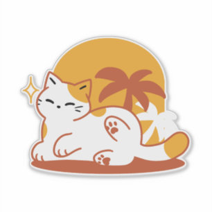 愛らしいリラックス猫のサンシャイン – Summer Pet シール