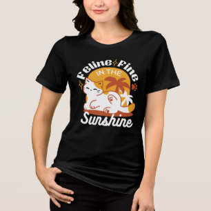 愛らしいリラックス猫のサンシャイン – Summer Pet トライブレンドTシャツ