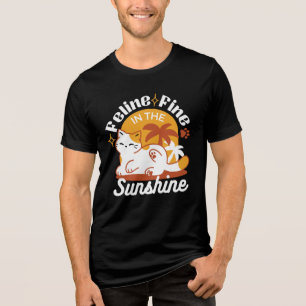 愛らしいリラックス猫のサンシャイン – Summer Pet トライブレンドTシャツ