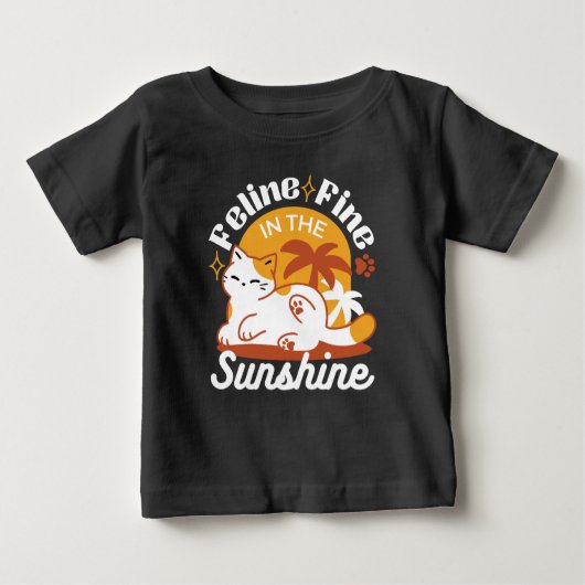 愛らしいリラックス猫のサンシャイン – Summer Pet ベビーTシャツ (正面)