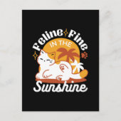 愛らしいリラックス猫のサンシャイン – Summer Pet ポストカード (正面)