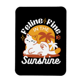 愛らしいリラックス猫のサンシャイン – Summer Pet マグネット