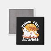 愛らしいリラックス猫のサンシャイン – Summer Pet マグネット (正面/裏面)