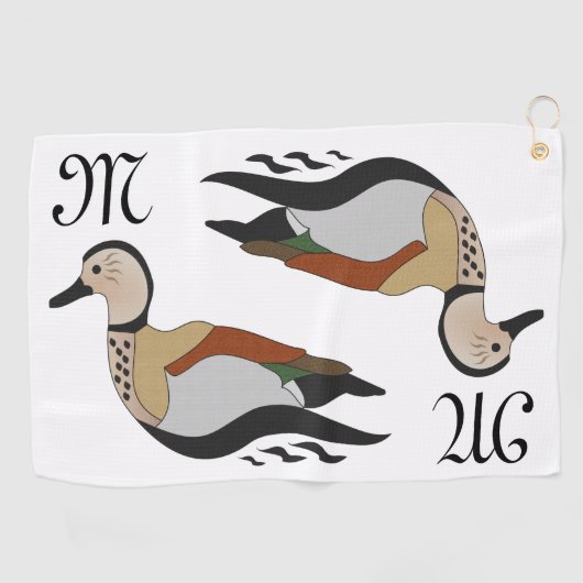 愛らしいリングティール（緑がかった色）ダックスイミング ゴルフタオル (横)