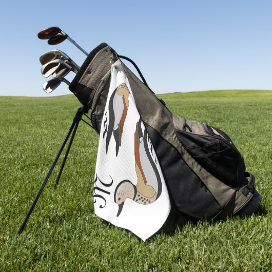 愛らしいリングティール（緑がかった色）ダックスイミング ゴルフタオル (グリーン)