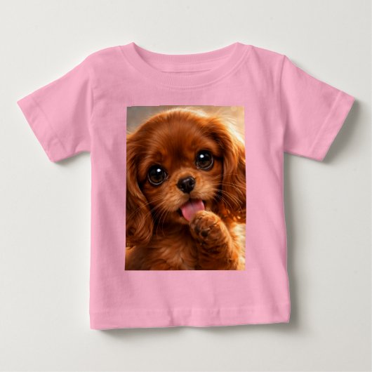 愛らしいルビー キャバリア スパニエル ベビーTシャツ (正面)